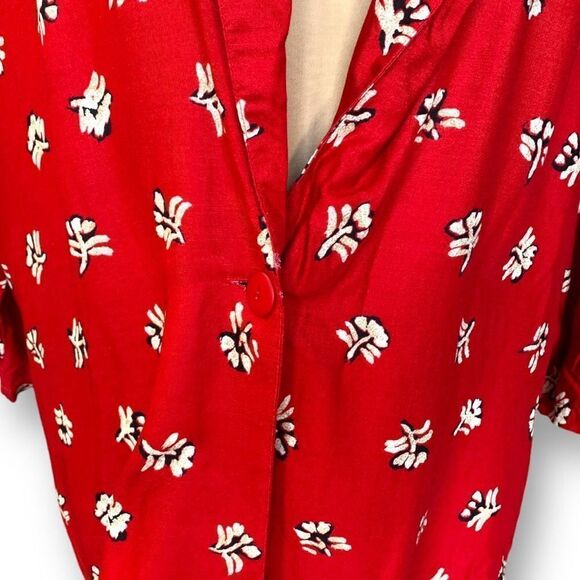 Vintage Plus Preferred Blazer Jacket Red Black Tropical Floral Print Oversized - Picture 5 of 9